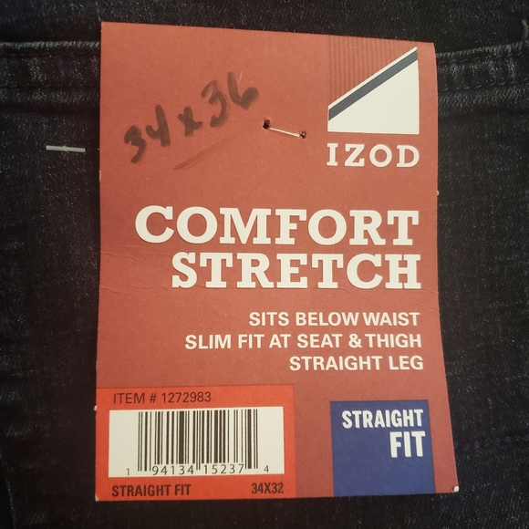 34/36 IZOD COMFORT STRETCH STRAIGHT FIT JEANS - Picture 6 of 6